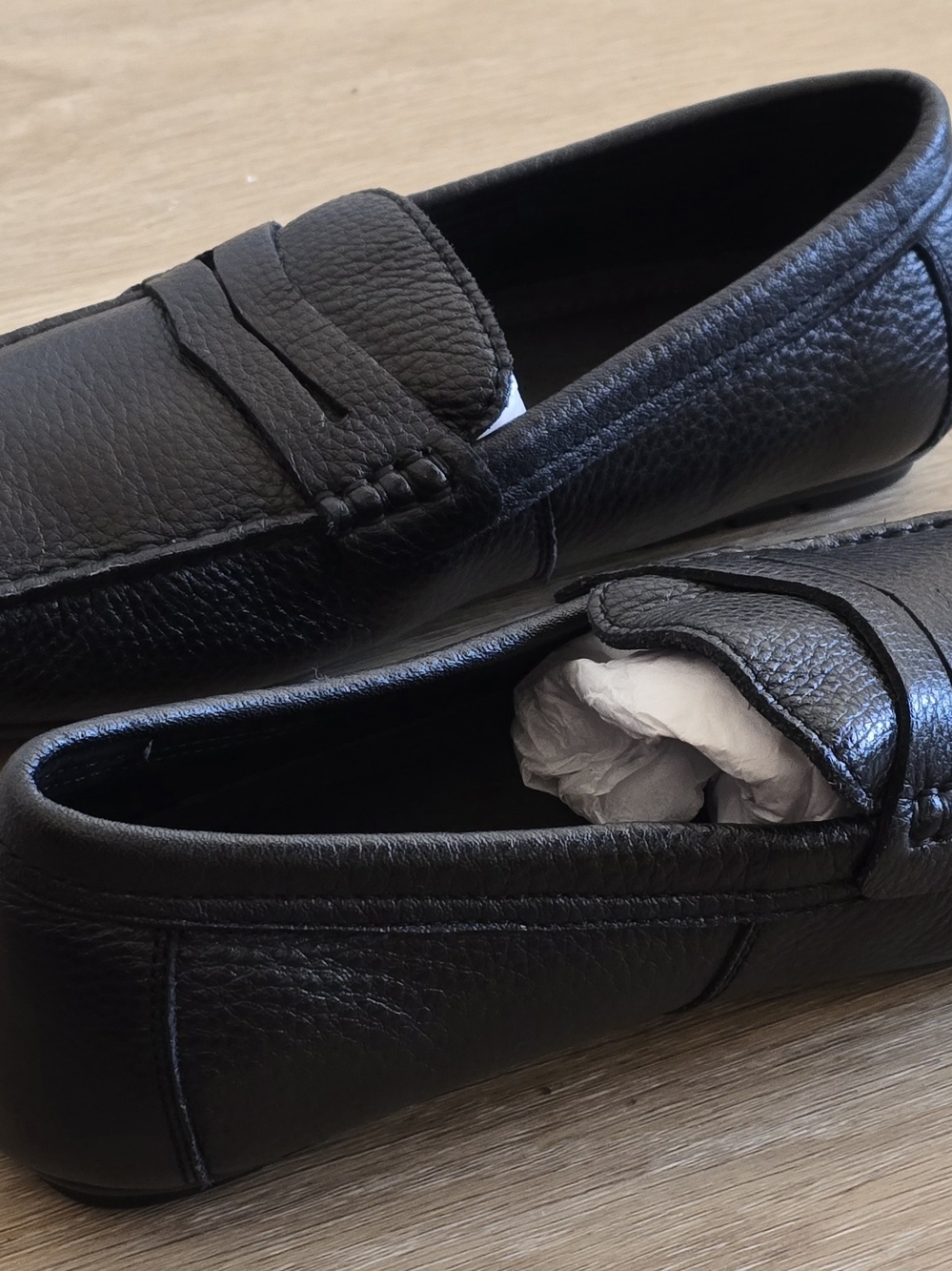 NEW PabDer Donna Black Leather Penny Loafers, Women's EU Size 40 View 5